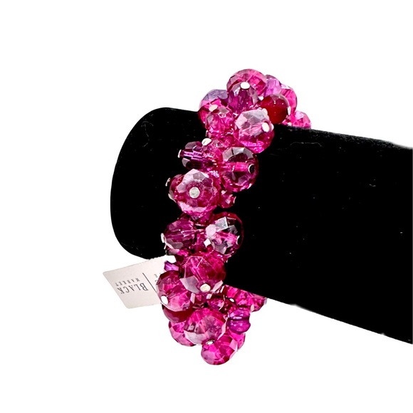 WHITE HOUSE BLACK MARKET Magenta Pink Cluster Bead Elastic Bracelet | NWT - Picture 4 of 9